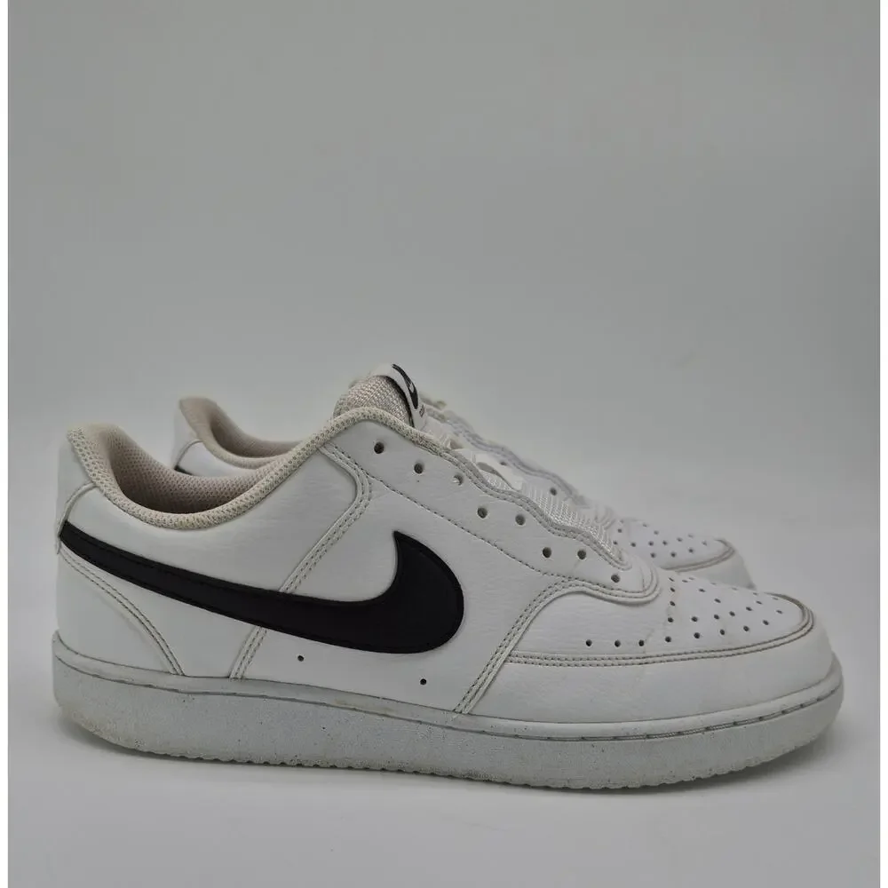 Nike Court Vision Low White Black Leather Sneakers Men’s Size 9.5